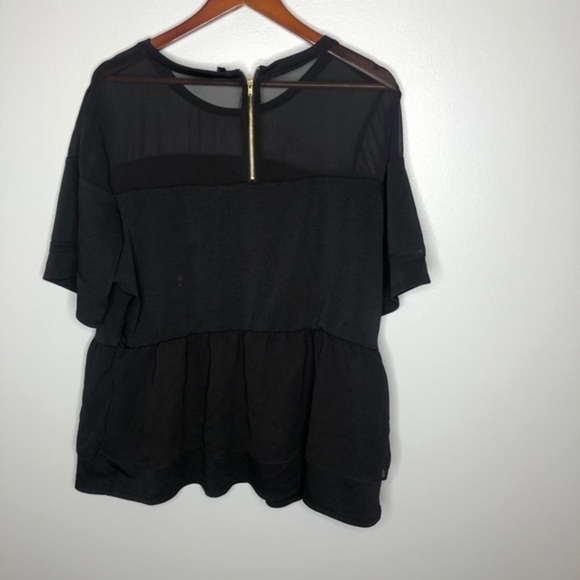 Worthington plus size black peplum back zip blouse - Picture 5 of 6
